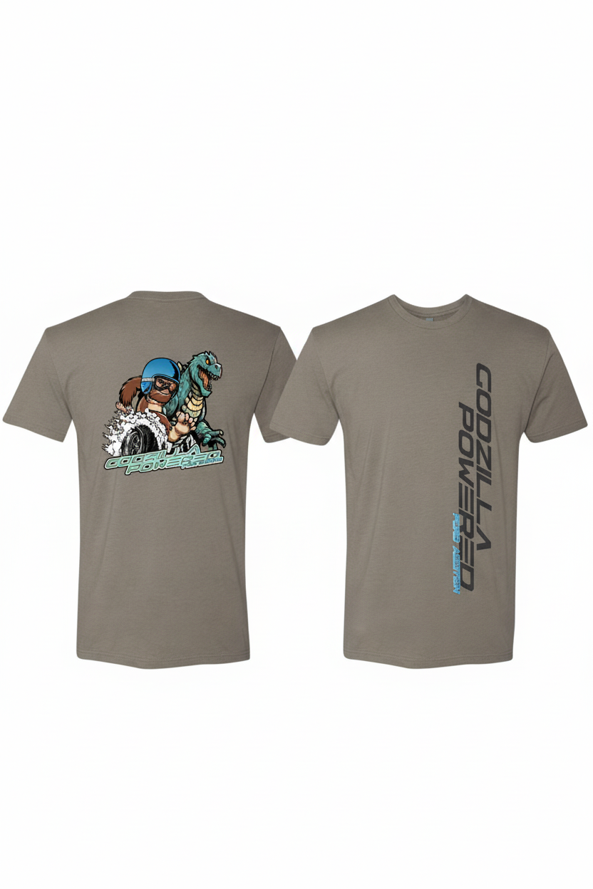 Grey Godzilla Powered T-Shirts